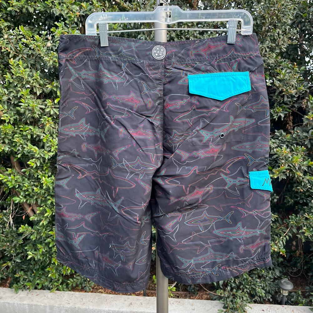 New with Tags Maui and Sons Shark Board Shorts Swim Retro Men’s 34 - Picture 3 of 11